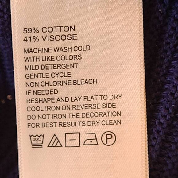 Tommy Bahama Womens Blue Sparkle Cotton Blend V Neck Sweater Small - Picture 10 of 11